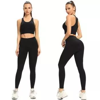 2023 2023 2 шт. Бесшовные женские комплекты для йоги для тренировок Спортивная одежда Одежда для спортзала Фитнес Укороченный топ с длинными рукавами Леггинсы с высокой талией Спортивные костюмы
