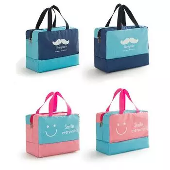 Пляжная сумка для купания, влажная и сухая разделительная водонепроницаемая сумка для хранения купального халата большой емкости синий