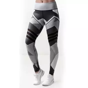 Цифровая печать с высокой талией Женские повседневные плотные эластичные брюки для йоги S чёрный