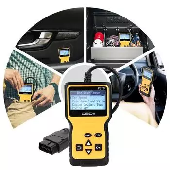 2023 автомобильный сканер кодов AD310 OBD2 сканер 16-контактный мужской датчик температуры охлаждающей жидкости двигателя датчик скорости автомобиля OBDII диагностический инструмент жёлтый