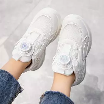 2023 Детская обувь Универсальные белые с пряжкой-поворотом, подходящие по цвету кроссовки для подростков, девочек и мальчиков, классная детская повседневная обувь в корейском стиле 26 синий