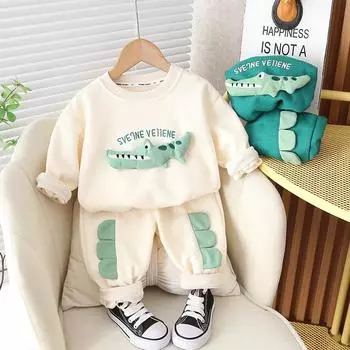 2023 Детский комплект из мультяшного свитшота и брюк - повседневный наряд с длинными рукавами для мальчиков на весну/осень 110 cm