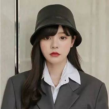 2023 Дизайнерская Ретро Натуральная Кожа Овчины Женская Панама Леди Рыбак Кепка Горро Женская Крышка Лица Уличные Плоские Шляпы Высокие s 55 59cm(Adjustable)