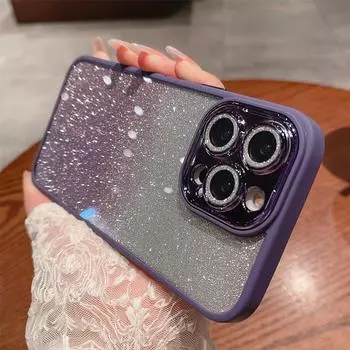 2023 Для Iphone 14 13 12 11 Pro Max Постепенные блестящие чехлы для телефонов Защитный противоударный чехол для объектива Роскошный блестящий прозрачный чехол For iPhone 14roPMax