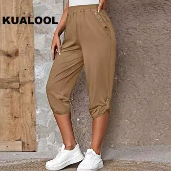 2023 Европейская и американская летняя мода повседневные женские капри S чёрный