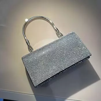 2023 Европейская и американская роскошная вечерняя сумочка с блестящими бриллиантами и узелками чёрный