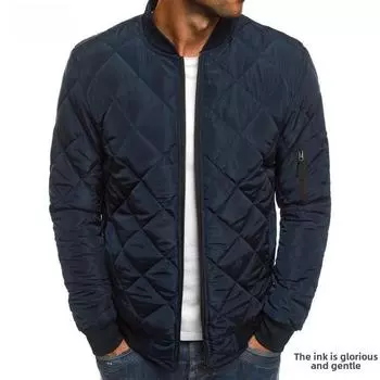 2023 Европейская мужская хлопковая куртка с цветным ромбовидным узором - Коллекция Осень/Зима, Свободный крой, Бесплатная доставка XXL