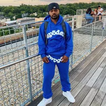 2023 европейский и американский новый молодой бандит знаменитости в одном стиле Sp5der толстовка мужской повседневный спортивный комплект плюшевый утолщенный выпуск 2XL