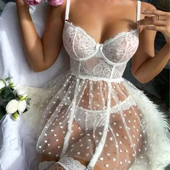2023 Европейское и Американское Кружевное Сетчатое Вышитое Прозрачное Нижнее Платье Extra Extra Large