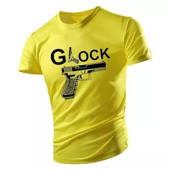 2023 Four Seasons для взрослых Мужская футболка с круглым вырезом Спортивная мода для отдыха Мода с принтом пистолета Удобная многоцветная футболка с коротким рукавом