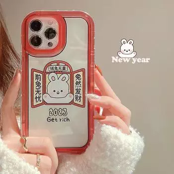 2023 Get Rich Rabbit Cartoon Bunny Мягкий силиконовый чехол для телефона с кристаллами для Iphone 13 12 Promax 14 Pro Max 11 X Xr Xsmax Задний чехол For iphone 13