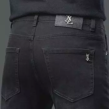 2023 Гонконгские высококачественные мужские черные облегающие эластичные джинсы на осень и весну 34