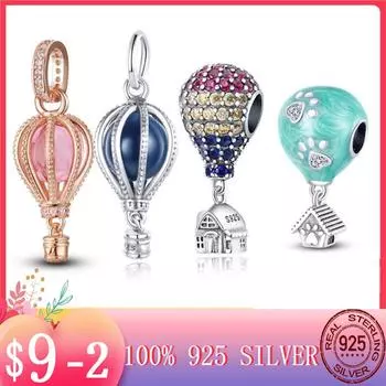 2023 Горячие бусины для путешествий 925 серебряная подвеска CZ синий розовый воздушный шар подвески подходят оригинальный браслет MULA ювелирные изделия