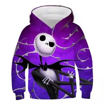 2023 Хэллоуин Джек толстовки костюмы мультфильм весна осень повседневные свитшоты с длинным рукавом детская мода с капюшоном топы одежда 100CM