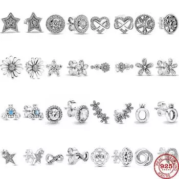 2023 Горячая Распродажа Новинка S925 Серебряные Звезды Маргаритки Сердца Серьги-гвоздики Подвески Бусины Подходит Оригинальный Браслет DIY Модные Женские Ювелирные Изделия
