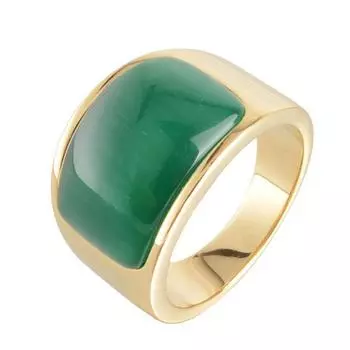 2023 Кольца с овальным камнем для мужчин и женщин, модное обручальное кольцо из нержавеющей стали золотого цвета 7 чёрный