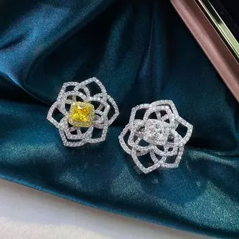 2023 Кольцо с цветочным топазом и муассанитом, 100% оригинал, стерлинговое серебро 925 пробы, вечерние обручальные кольца для женщин и мужчин, обручальные украшения 6 белый