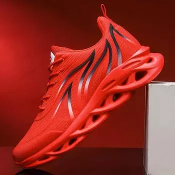 2023 Красные мужские дышащие кроссовки для бега на осень - молодежная модная спортивная обувь 42 красный