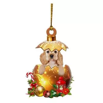 2023 Красочный акриловый кулон в виде яичной скорлупы собаки для радостного дизайна рождественской елки 1