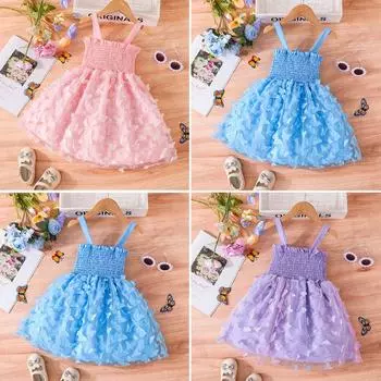2023 летнее детское платье принцессы, милое платье с лямкой-бабочкой для девочек 100
