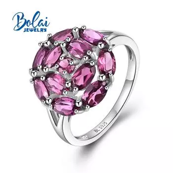 2023 летнее новое круглое кольцо с родолитом и гранатом, модное легкое роскошное стильное ювелирное изделие из стерлингового серебра 925 пробы для женщин US RING SIZE 6# фиолетовый