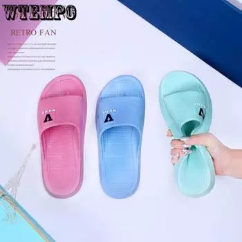 2023 Летние модные бесшумные износостойкие нескользящие мягкие банные тапочки женские простые удобные сплошные сандалии 36 фиолетовый