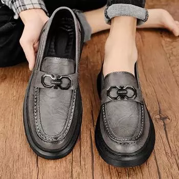 2023 летние новые деловые повседневные кожаные туфли среднего возраста, рабочая повседневная свадебная дышащая мужская кожаная обувь для папы, мужская обувь 38 серый