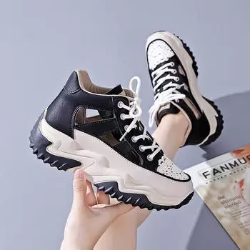 2023 летние новые модные маленькие белые туфли на полой подошве, женская корейская версия, студенческая повседневная обувь, туфли на платформе, туфли на платформе 306 35 белый