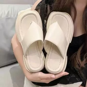 2023 летние новые стильные сандалии и тапочки для женщин. Верхняя одежда. Сандалии с откидным носком на толстой подошве. Пляжные сандалии с откидным носком на подошве Matsuke. 36 чёрный