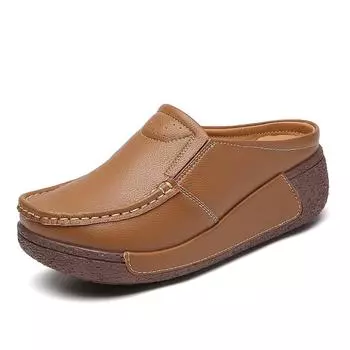 2023 летние новые женские удобные сандалии для отдыха для мамы, модные туфли-тряски на толстой подошве, полутапочки Bao Head42 35 чёрный