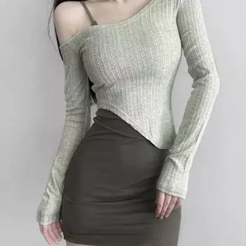 2023 летние сексуальные костюмы для вечеринок Y2k, женские топы в стиле ретро с длинными рукавами + однотонное повседневное мини-платье на бретелях, модные наряды S зелёный