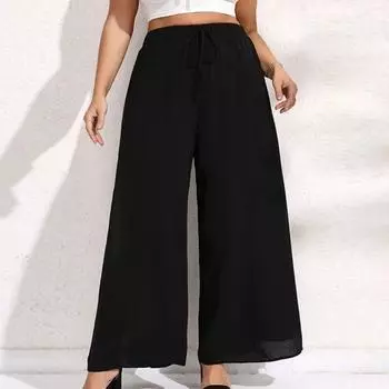 2023 летние свободные брюки, модные женские повседневные брюки, осенние офисные брюки с разрезом, уличные рабочие брюки, брюки для бега, Pantalon 28068 L чёрный