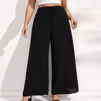 2023 летние свободные брюки, модные женские повседневные брюки, офисные брюки с разрезом, осенние уличные рабочие брюки, брюки для бега, Pantalon 28068 L чёрный