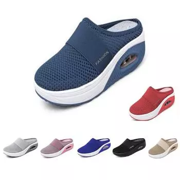 2023 летние женские нескользящие удобные амортизирующие повседневные туфли на воздушной подушке, легкие дышащие сетчатые тапочки 35 темно-синий