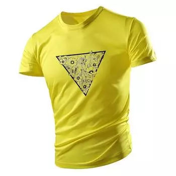 2023 летняя мужская футболка с круглым вырезом для взрослых, повседневная спортивная модная свободная быстросохнущая футболка с треугольным принтом и коротким рукавом XL белый