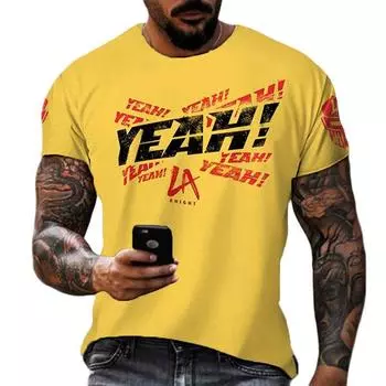 2023 Летняя мужская футболка WrestleMania LA Knight с 3D-печатью, детская уличная спортивная футболка с круглым вырезом, большой размер S белый