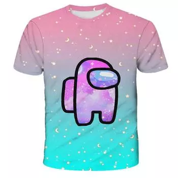 2023 летняя новая стильная футболка с 3D принтом «Среди нас», модная свободная удобная футболка с короткими рукавами для мальчиков и девочек для детей 3–14 лет 160