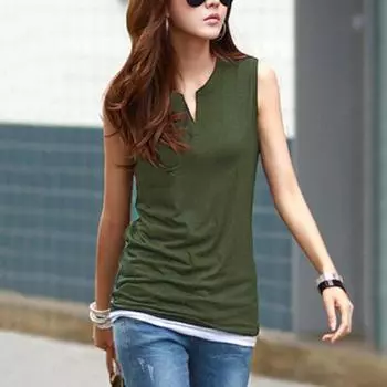 2023 Летняя сексуальная майка для женщин с V-образным вырезом, футболка без рукавов, повседневная корейская женская хлопковая нижняя рубашка, тонкая одежда, элегантная 25826 S орион