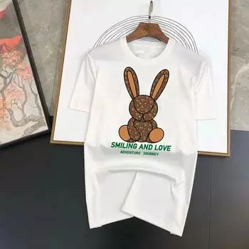 2023 Лето Люксовый Бренд Забавный Кролик 100% Хлопок Мужская Футболка Для Мужчин Короткий Рукав Печатный Футболка Топ Футболка Одежда S