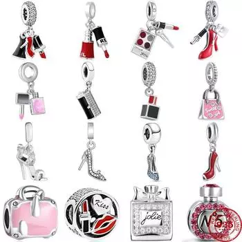 2023 губная помада, сумка для духов, элегантная женская подвеска из стерлингового серебра 925 пробы, сделай сам, висячие бусины, подходят для оригинального браслета, модные украшения