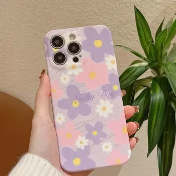 2023 Lucky Flower Daisy, милый фиолетовый мультяшный милый чехол на заднюю панель для Iphone 14 Pro Max 13 12 11 Promax, защитный чехол для телефона Ins For iphone 12promax