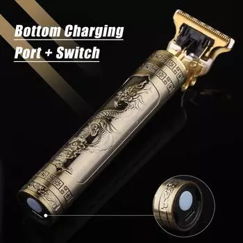 2023 машина для стрижки волос, машинка для стрижки волос, перезаряжаемая бритва для бороды, профессиональный электрический триммер для волос для мужчин, парикмахерская 03 # Pan Long (ABS) чёрный