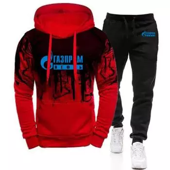 2023 Men s New Spring and Autumn Long Sleeve Gradient Color Hoodie Casual Jacket Sports Coat Top+Pants Set S