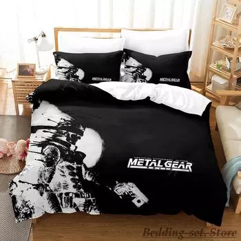 2023 Metal Gear Solid Solid Snake Bedding Set Single Twin Full Queen King Size Bed Set Adult Kid Bedroom Duvetcover Sets Anime AU Single(140x210cm)
