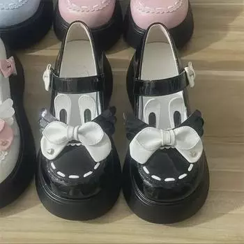 2023 Милые туфли Мэри Джейн с бантом в стиле Лолиты из мягкой кожи для женщин - толстая подошва, стиль JK 39