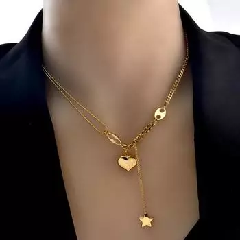 2023 Мода Очарование Пятиугольная Любовь Золотая Бусина Ожерелье Нерегулярное Вечернее Ожерелье Элегантное Очарование Темперамент Жемчужное Ожерелье Подвеска золотой