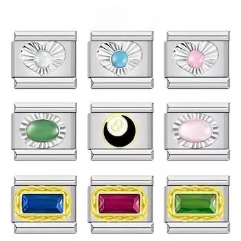 2023 Мода Сердце Эллиптический Прямоугольник CZ Шарм Итальянские Звенья Подходит Для Браслета 9 мм Из Нержавеющей Стали Изготовление Ювелирных Изделий DJ692