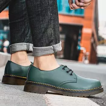 2025 Модные большие туфли из воловьей кожи для пар, повседневная обувь, трендовая обувь 35 чёрный