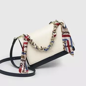 2023 модная женская сумка с цепочкой для отдыха, контрастного цвета, сумка на одно плечо, универсальная кожаная сумка через плечо, маленькая квадратная сумка M белый