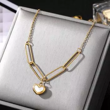 2023 модное ожерелье с подвеской для девочек, модное роскошное ожерелье для девочек, подарок, белая подвеска «Любовь», элегантное ювелирное ожерелье «Чистая любовь» золотой